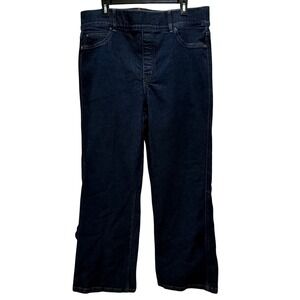 Spanx‎ Womens Raw Indigo Denim Pull On Wide Leg Jeans Plus Size 2X Tall Shaping